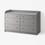HAUGA Chest of 6 drawers, grey, 138x46x84 cm
