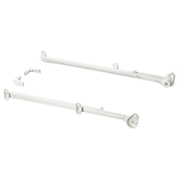 White HJÄLPA metal organizers, two with wheels, one without.