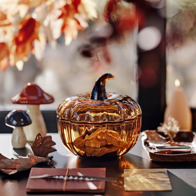 HÖSTAGILLE Bowl with lid, brown, 19 cm