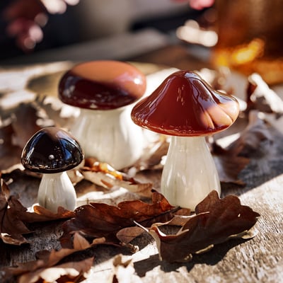 HÖSTAGILLE Decoration set of 3, mushroom