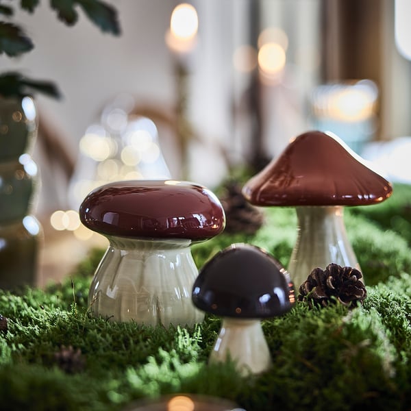 HÖSTAGILLE Decoration set of 3, mushroom
