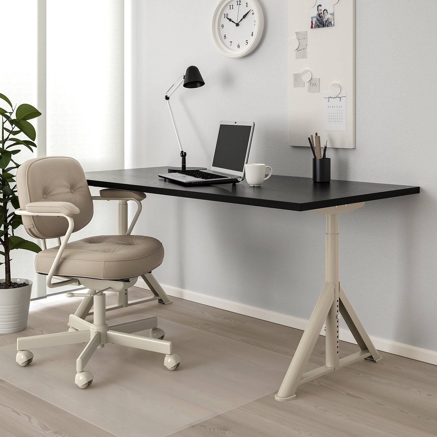 IDÅSEN desk, black/beige, 160x80 cm - IKEA Belgium