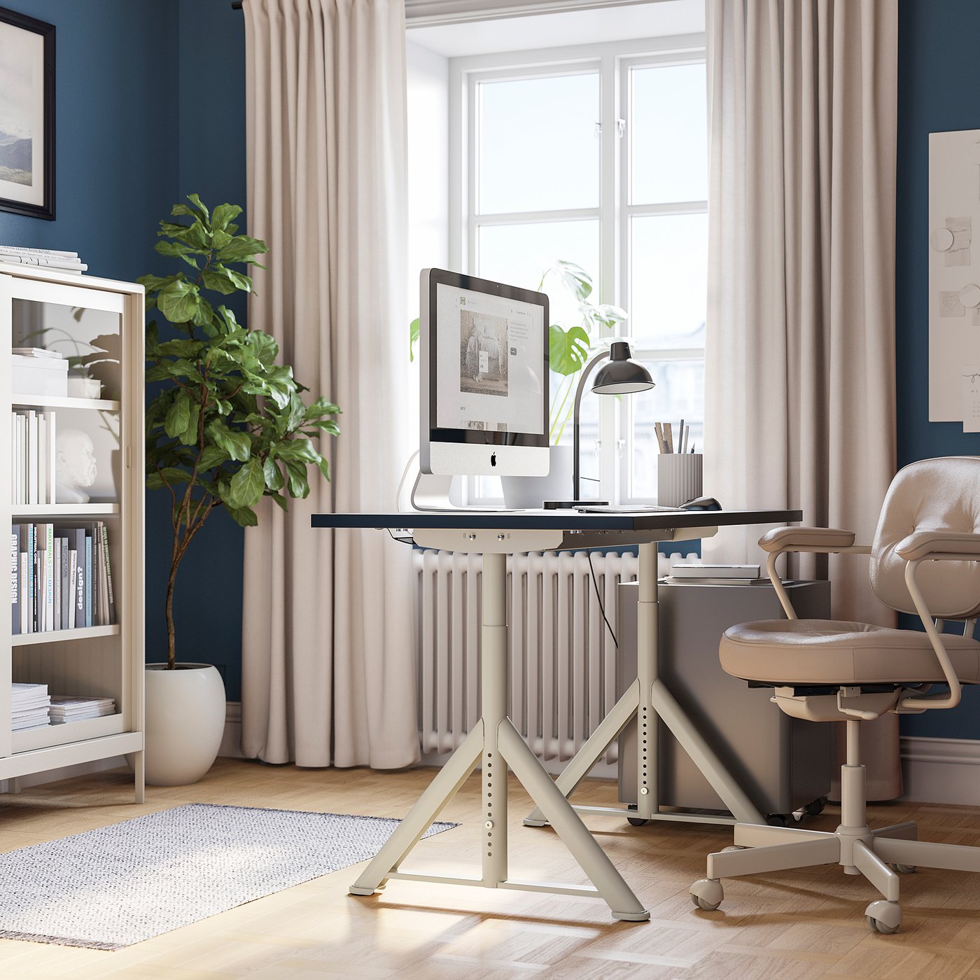 IDÅSEN desk, black/beige, 120x70 cm - IKEA Belgium
