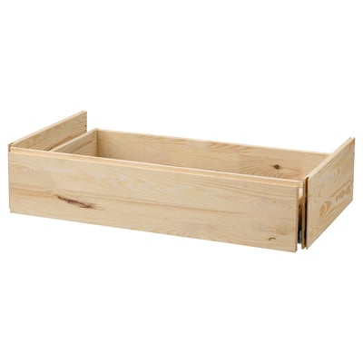 IVAR light pine wooden storage drawer, rectangular shape with slight grain texture, simple design.