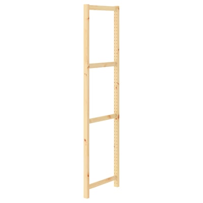 IVAR wooden shelf unit in natural finish. Rectangular design with vertical slats and pegboard style holes. Made from solid pine.