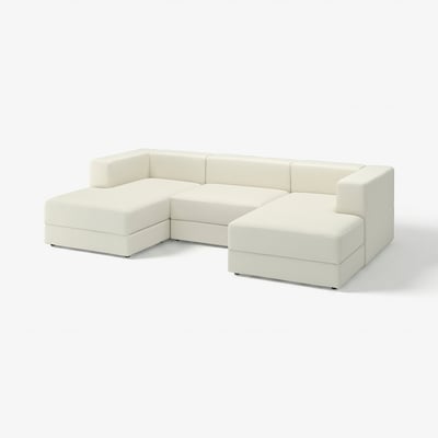 JÄTTEBO cream modular sofa. Soft, rectangular, with deep seats and clean lines. Offers comfort & storage, versatile for various layouts.