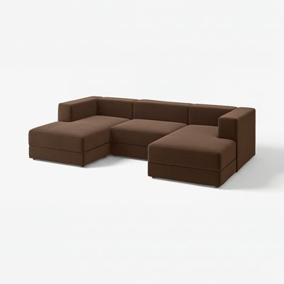 JÄTTEBO: brown modular sofa with chaise lounges, soft comfort, clean lines.