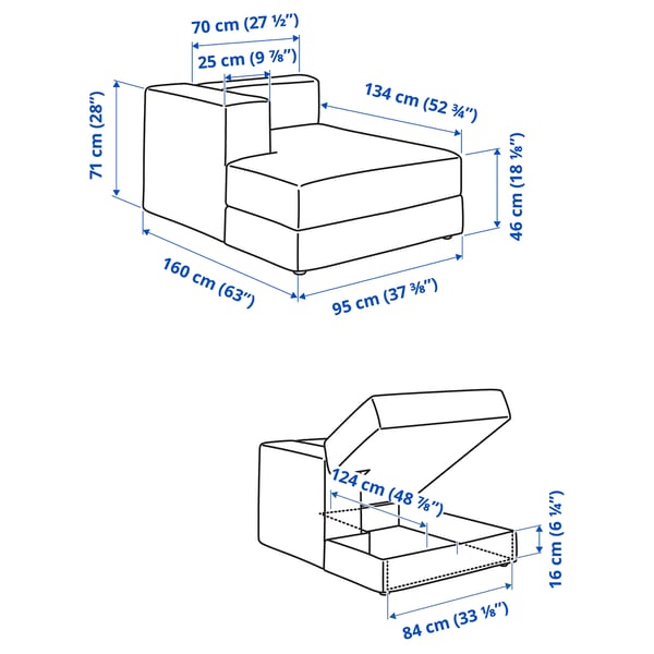 Illustration with measurements for the product: JÄTTEBO.