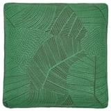 Green JÄTTEGRAN square cushion with leaf pattern and textured fabric.