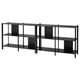 JÄTTESTA black shelf unit, sleek modern design with three tiers, made of bamboo and steel.