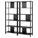 JÄTTESTA: black metal & bamboo bookshelf with open design.