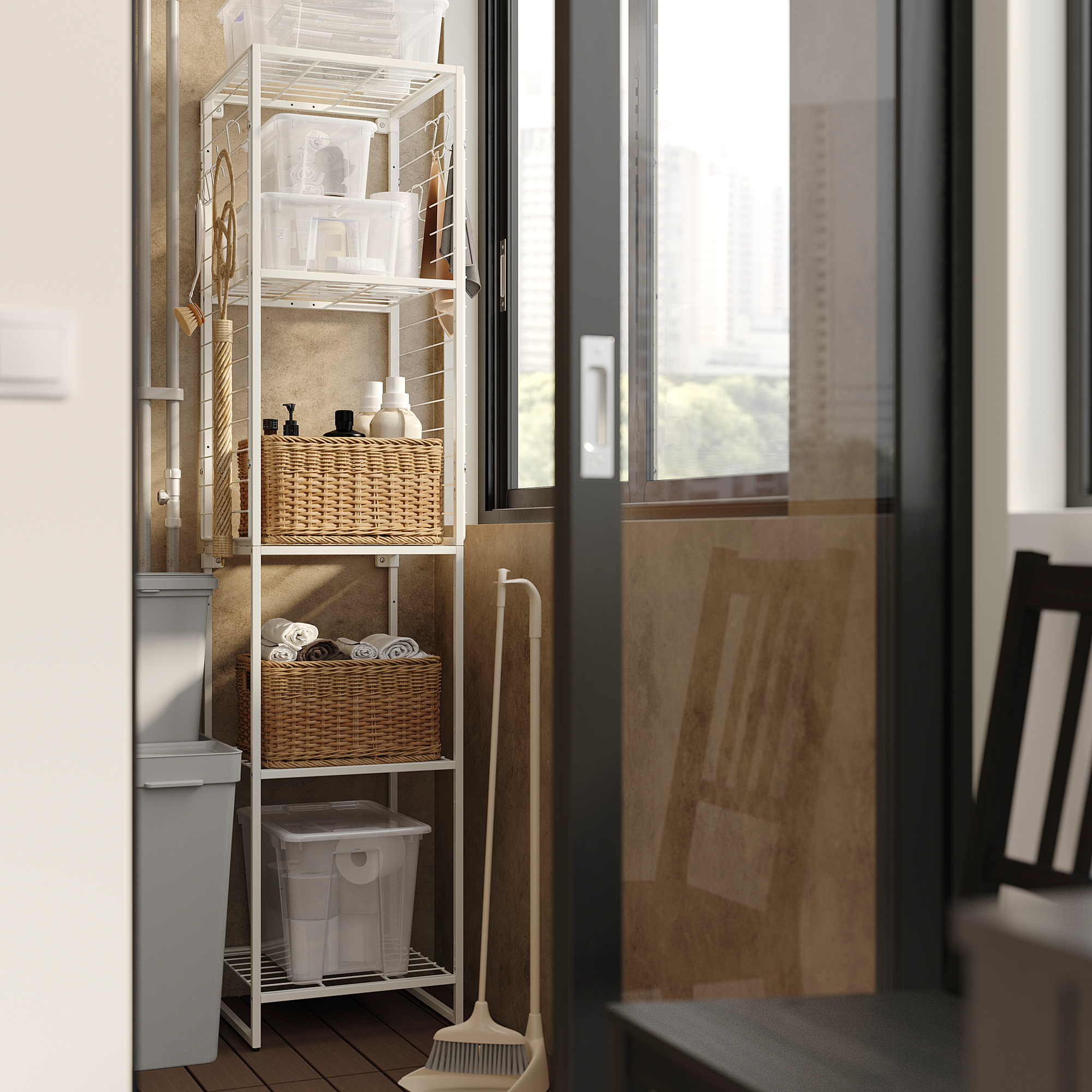 JOSTEIN shelf - 4 baskets for bath/laundry
