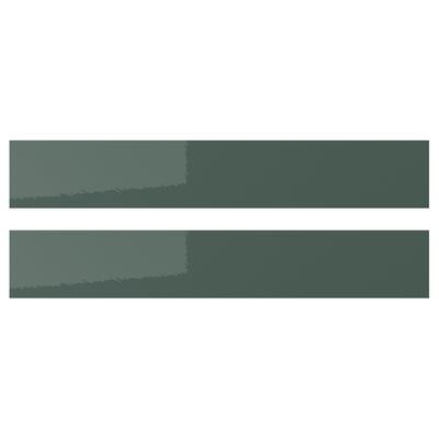 KALLARP drawer fronts: glossy grey-green, rectangular, eco-friendly plastic composite.