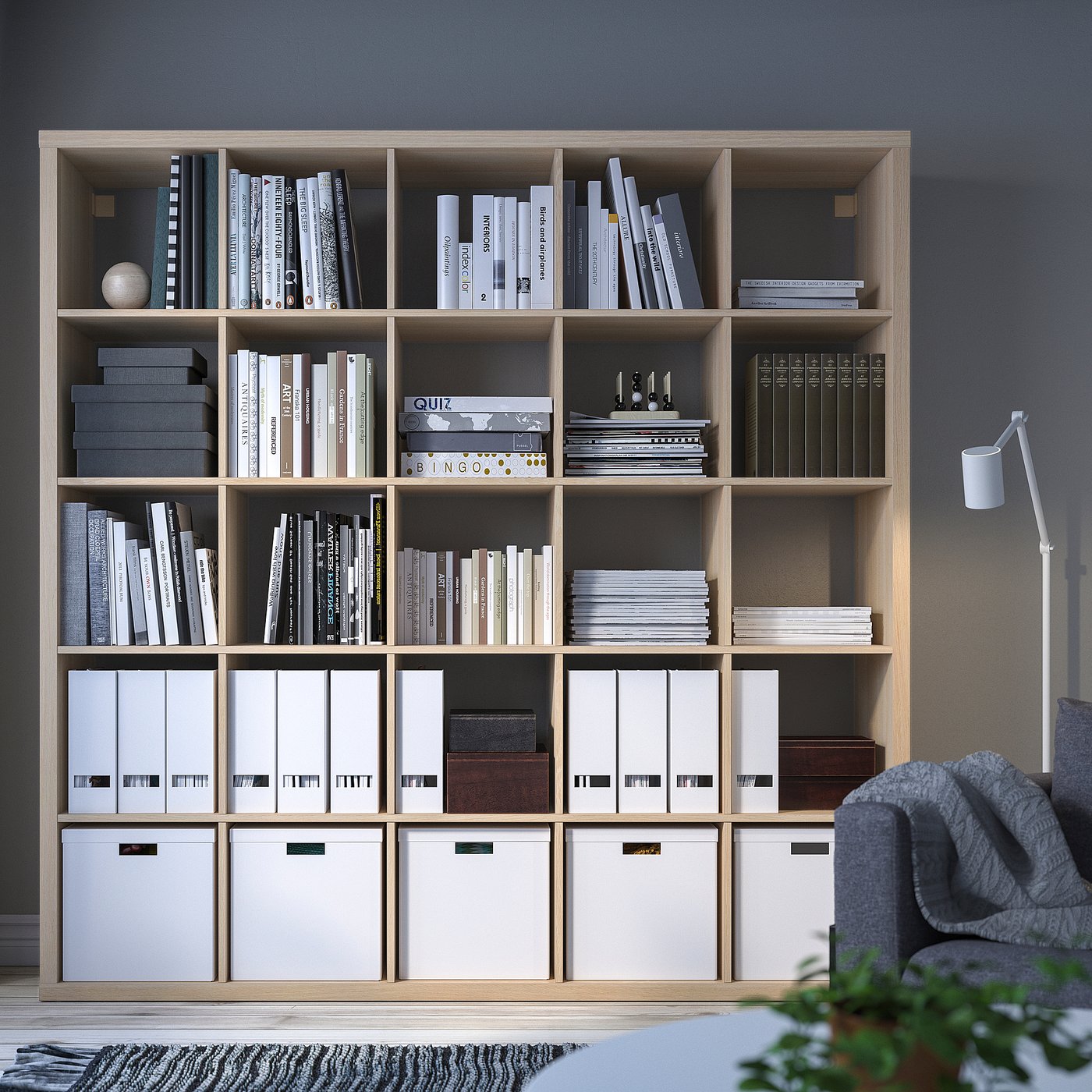 KALLAX shelving unit, white stained oak effect, 182x182 cm - IKEA