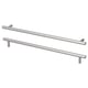 Image depicts KALLRÖR stainless steel handles, sleek and modern, designed for kitchen cabinets.