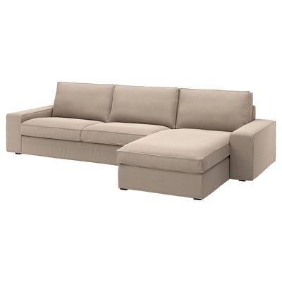 KIVIK sofa: beige, upholstered with chenille-mix fabric, wide seat, low armrests, corner design.