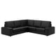 Option: Black KIVIK sectional sofa. Modern, sleek design with low armrests, perfect for relaxation.