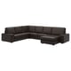 KIVIK: sleek black sectional sofa with low arms, deep cushions, and leather upholstery on a white background.