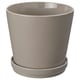 KLOTLÖNN light grey ceramic planter with saucer, modern simple design, suitable for indoor/outdoor use.