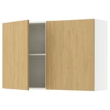 KNOXHULT wall cabinet, oak effect, light wood, adjustable shelf, scratch-resistant, flat rectangle shape with doors.