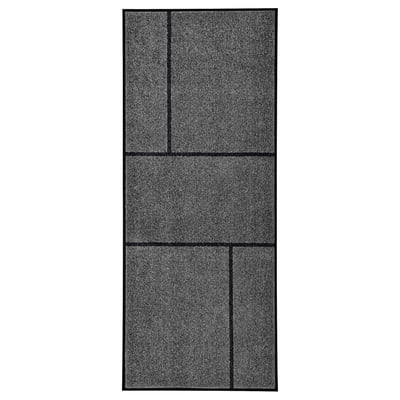 Grey recycled nylon doormat with rubber backing, rectangular shape.