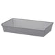 Metal basket, gray, rectangular, perforated.