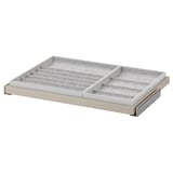 KOMPLEMENT pull-out tray, beige, felt-lined, compartments, soft-close, organizer.