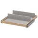 An IKEA KOMPLEMENT pull-out tray organizer with gray felt lining, wooden frame, and metallic accents.