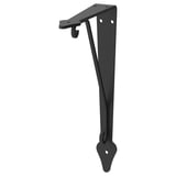 Black metal KROKSHULT wall bracket, reversible, fits 20-30 cm deep shelves, triangular shape, modern design.