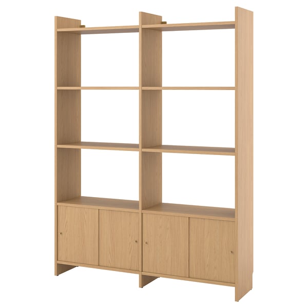 LÅDMAKARE: oak storage unit with open shelves & cabinet doors, modern design, skirting board cut-outs.