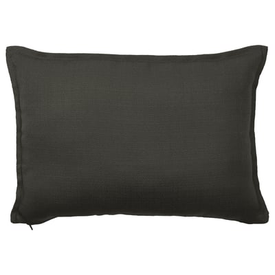 LAGERPOPPEL pillow, anthracite, rectangular, textured fabric, zipper, plain design.