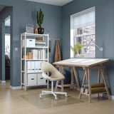 Home office: LAGKAPTEN desk, chair, shelving unit, blinds.