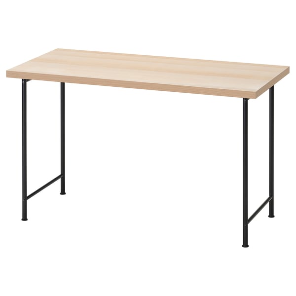 LAGKAPTEN: light brown & black desk, minimalistic design.