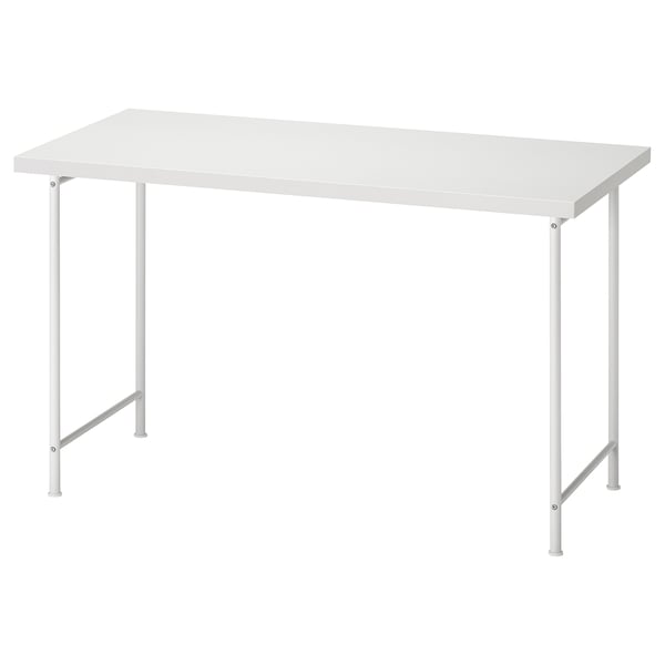 IKEA LAGKAPTEN white desk, rectangular, metal legs.