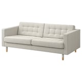 Light grey LANDSKRONA sofa with wooden legs, cushioned for comfort.