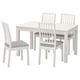 LANEBERG / EKEDALEN Table and 4 chairs, white/white light grey, 130/190x80 cm