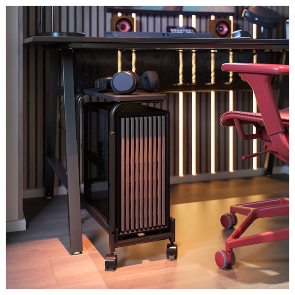 LÅNESPELARE Computer cart with shelf, black, 50x27 cm