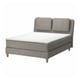 LILLFJÄLLET grey divan bed, upholstered with wooden legs, sloped headboard, and removable cushions.