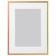 Option: Golden picture frame with white inner mat, square shape, slim metallic design.