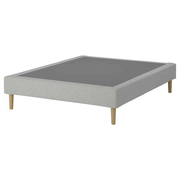 LYNGÖR Spring mattress base, incl leg/Tibbleby beige/grey, 140x200 cm