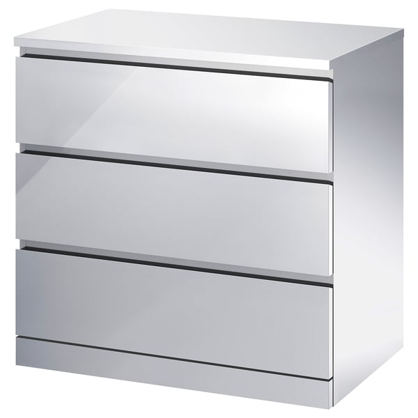 White MALM chest with three drawers, sleek and modern design.