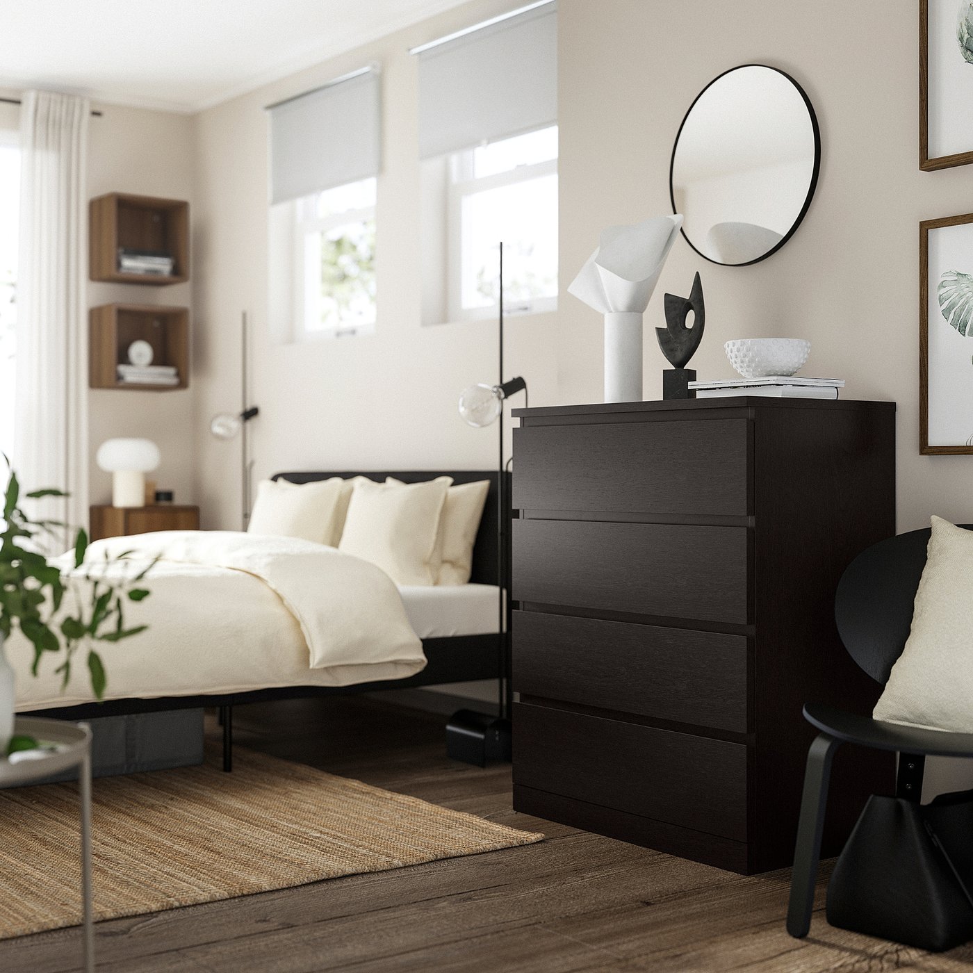 MALM chest of 4 drawers, black-brown, 80x100 cm - IKEA Belgium