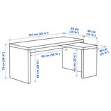 MALM Desk with pull-out panel, white, 151x65 cm
