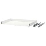 A white MAXIMERA drawer with metal runners. It has a sleek, rectangular design and is equipped for smooth, self-closing functionality.