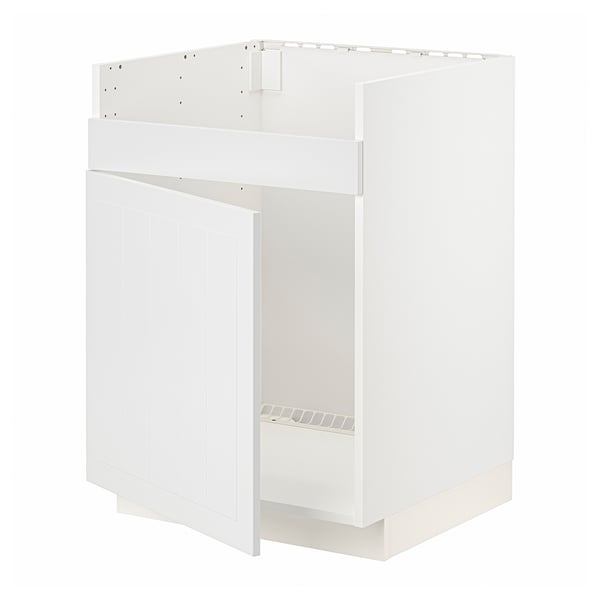 White METOD kitchen cabinet, rectangular, with single door and top shelf.