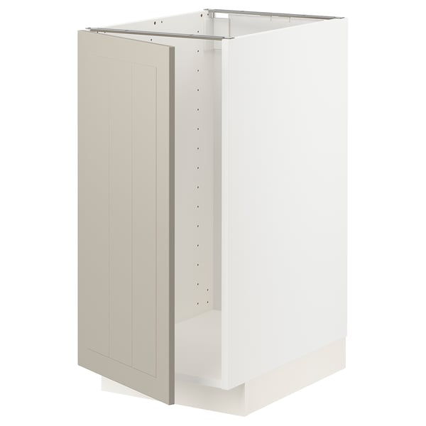White METOD kitchen cabinet with beige door, rectangular, modern design.