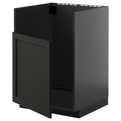 Black METOD kitchen cabinet, rectangular, ash wood, modern, sturdy, 18mm thick.