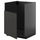 Displays a modern black kitchen cabinet, part of the METOD system. It clean lines and minimalist design.