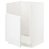 White METOD kitchen unit, modern design, square shape, with integrated handles and snap-on hinges.
