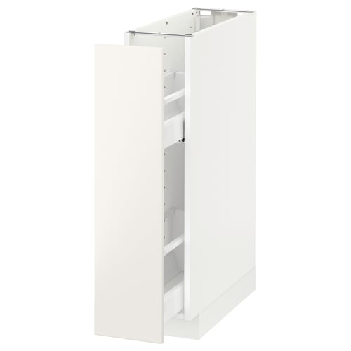 A white METOD kitchen cabinet with a modern design, featuring smooth surfaces and a light atmosphere.